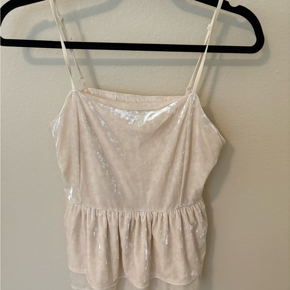 American Eagle Outfitters Cream Velvet Tank